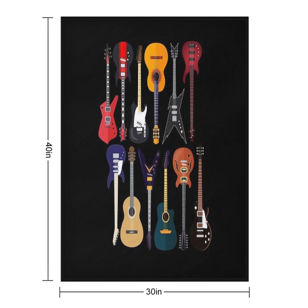 Musician Different Types Of Guitar Compact Throw Blanket