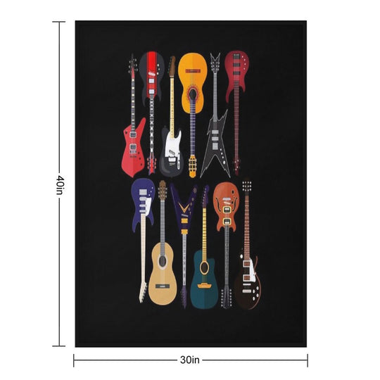 Musician Different Types Of Guitar Compact Throw Blanket