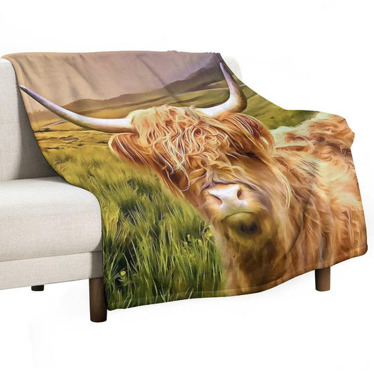 Highland Cow (Painting) Comfort Throw Blanket