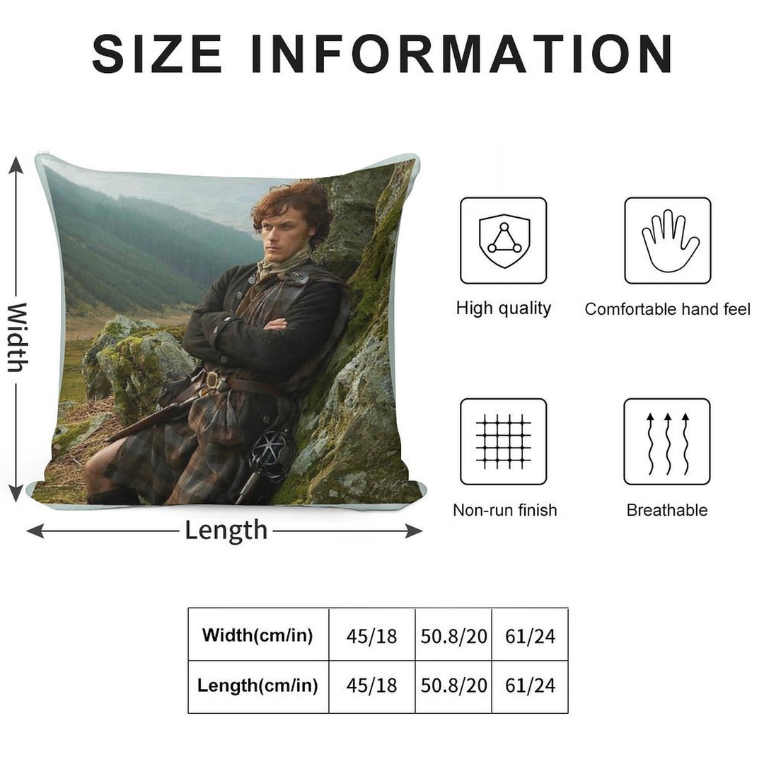 Outlander Jamie Fraser Soft Hidden Zipper Throw Pillow