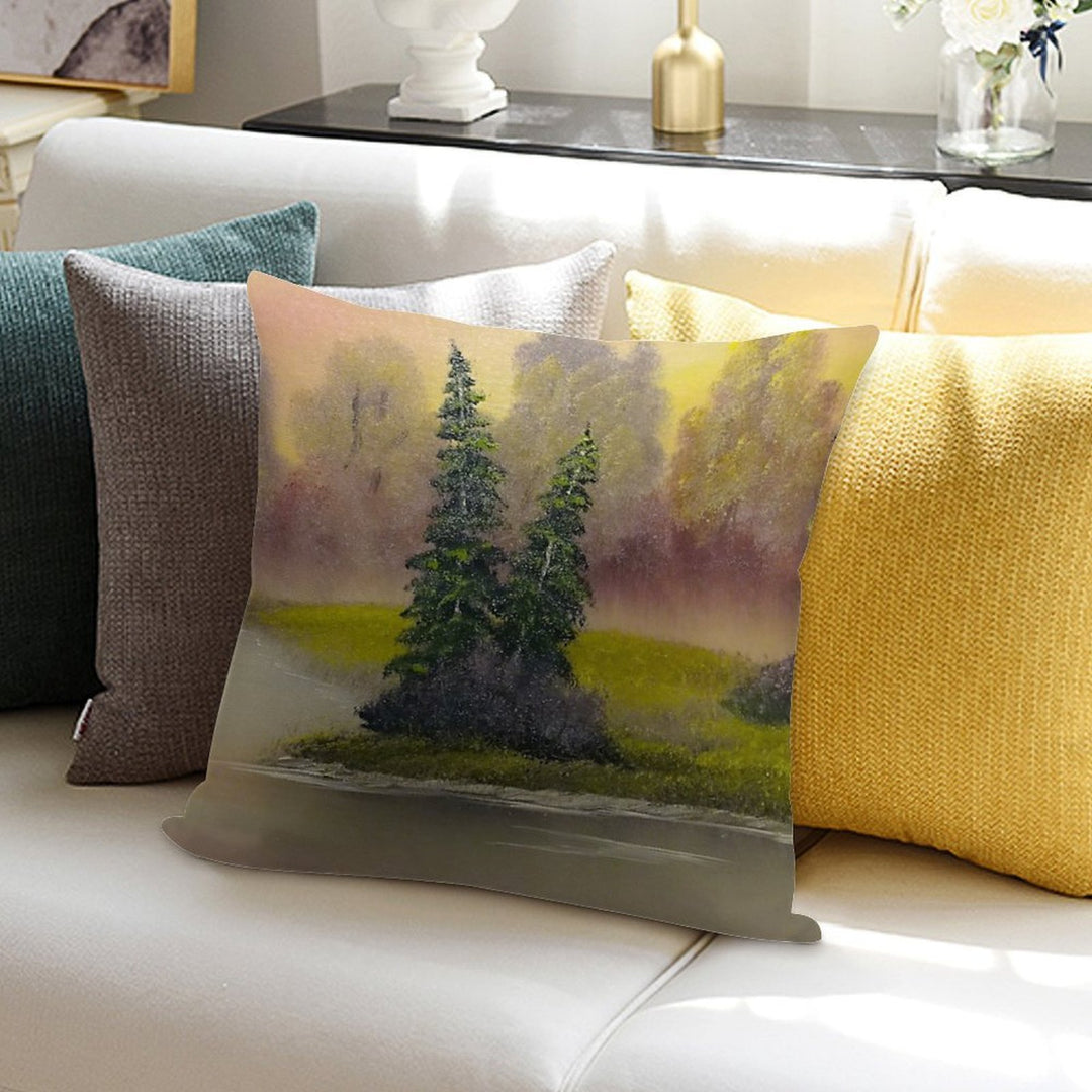 Misty Forest Soft Home Decor Throw Pillow