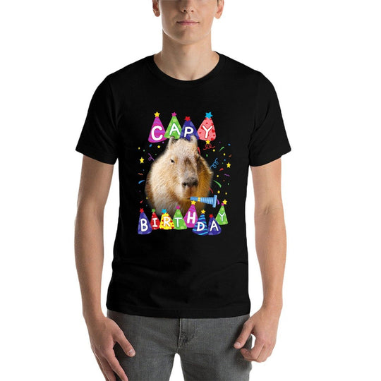 Capybara Capy Birthday Happy Birthday Capybaras Funny Meme  Easy-care T-Shirt