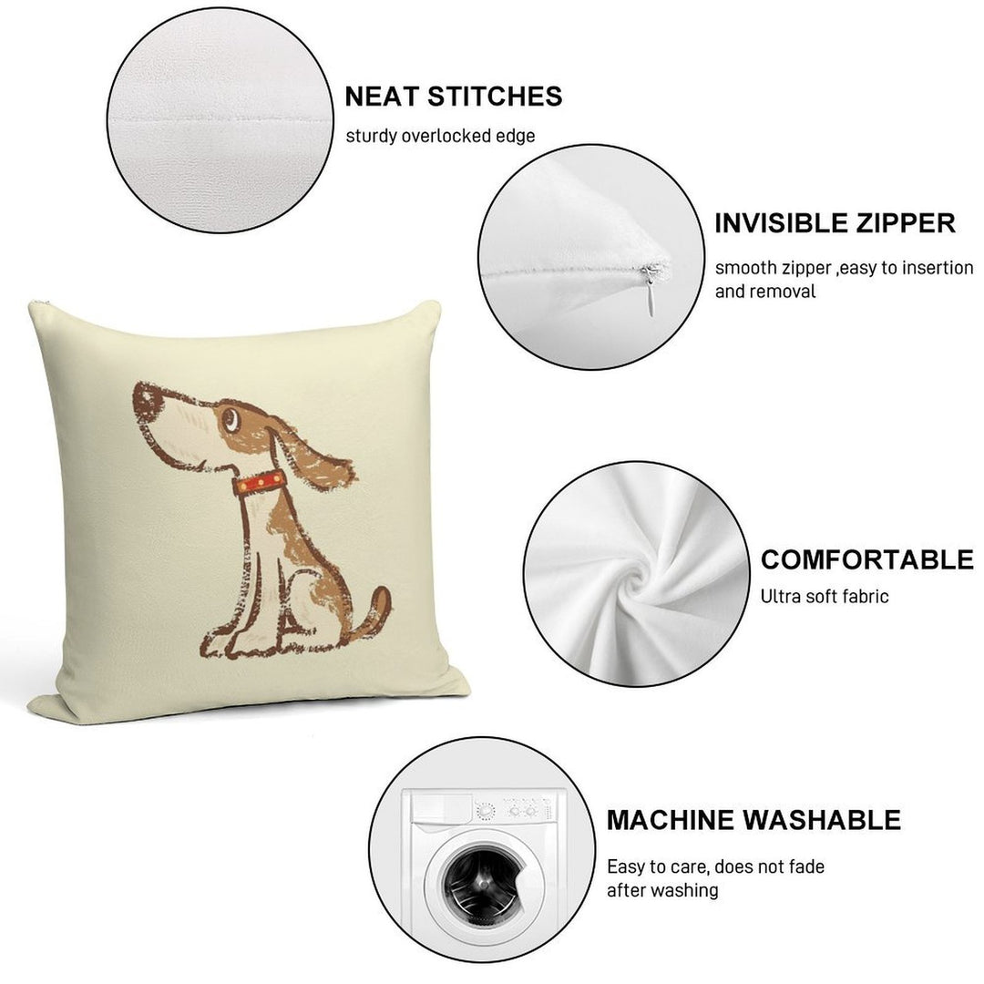 Hound Sitting Soft Luxury Feel Throw Pillow