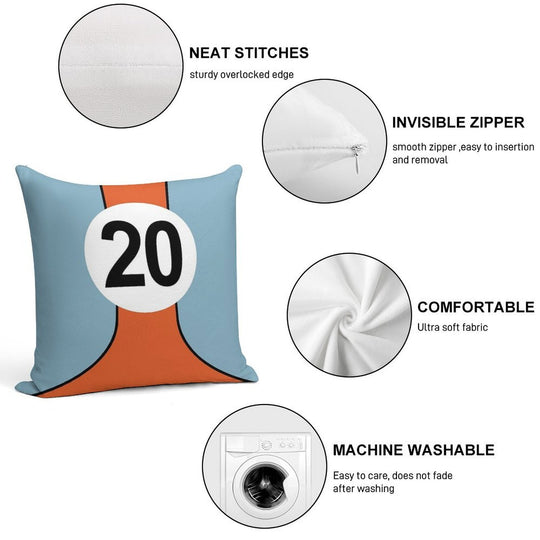 Racing Colours No20 Soft Short Plush Fabric Throw Pillow