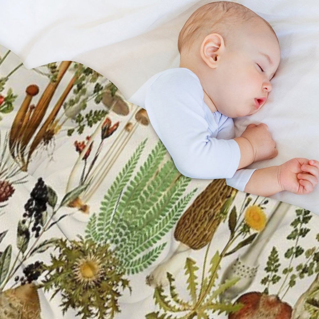 Vintage Mushrooms Forest Botanical Garden Pattern - Beige Nightgarden Compact Throw Blanket