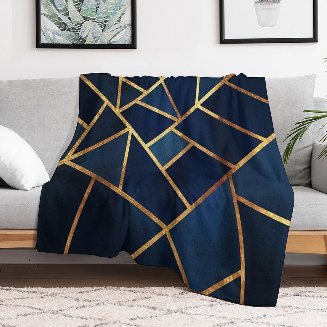 Navy Gold Stone Geometric Gift-ready Throw Blanket