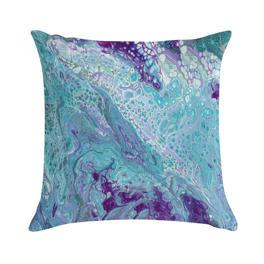 Turquoise And Purple Marble Soft Durable Construction Throw Pillow