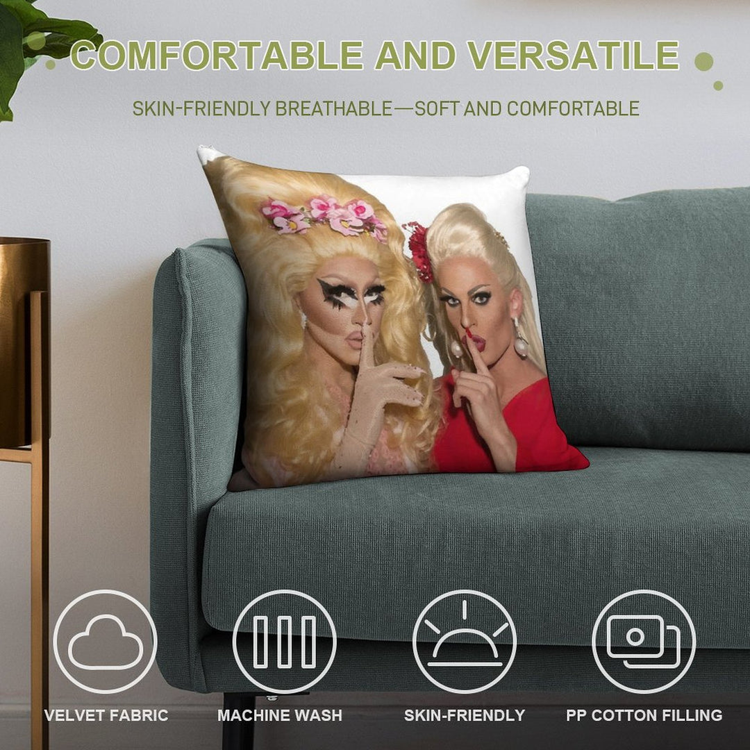 Shh - Trixie And Katya Soft High-Density Material Throw Pillow