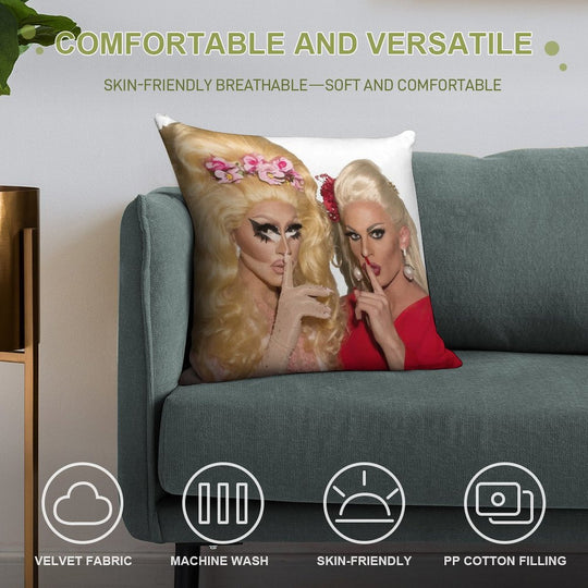 Shh - Trixie And Katya Soft High-Density Material Throw Pillow