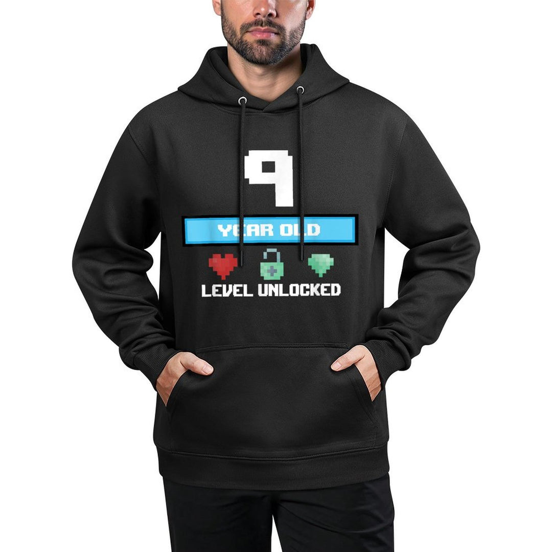 9th Birthday 9 Year Old Level Unlocked Bday Gifts Unisex Design Hoodie