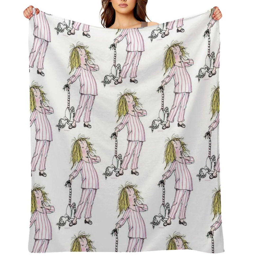 Yawning Eloise in Her Pajamas Sustainable Throw Blanket