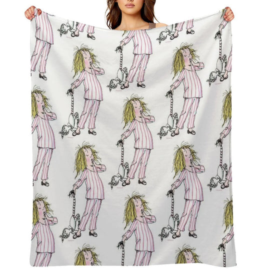 Yawning Eloise in Her Pajamas Sustainable Throw Blanket