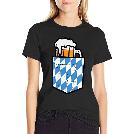 Oktoberfest Bavaria Pocket Fun German Costume Men Women  Easy-care T-Shirt