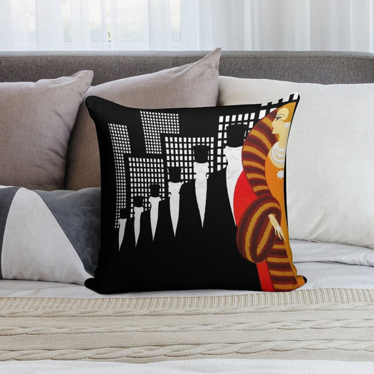 Sophisticated Art Deco Cosmopolitan Fashion Art Soft Reinforced Edging Throw Pillow