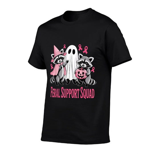Feral Support Squad Funny Breast Cancer Halloween  Easy-care T-Shirt