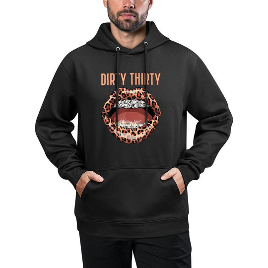 Dirty Thirty Birthday Lips Leopard 30th Birthday 30 Years Relaxed Fit Hoodie