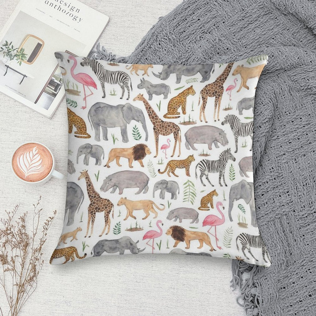 Safari Animals Soft Decorative Cover Throw Pillow