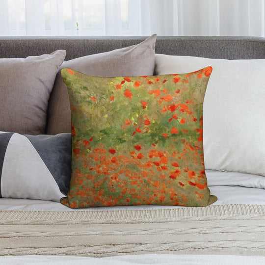 Monet Poppy Field Poppies Only Version Soft High-Density Material Throw Pillow