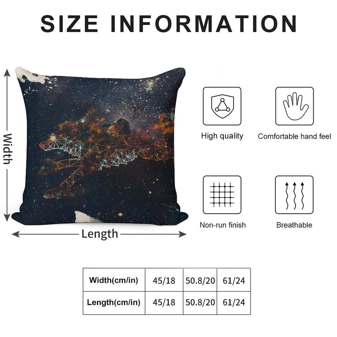 Celestial Wolf Soft Shrink-Resistant Throw Pillow