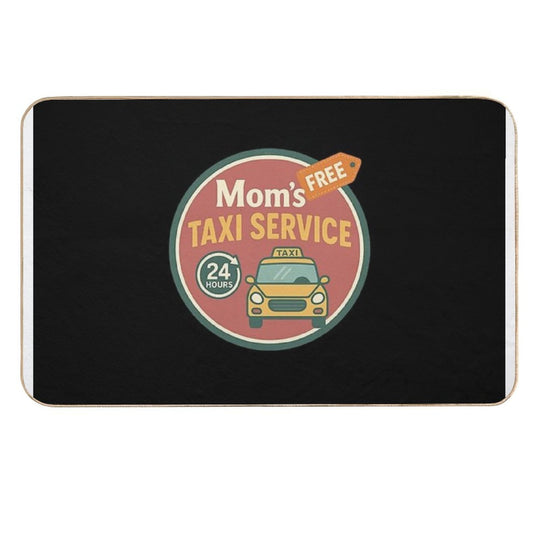 Mom’s Free Taxi Service – Funny Vintage Badge Design  Non-Slip Bath Mat