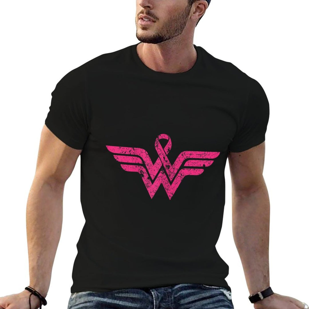 Vintage Retro Breast Cancer Awareness Pink Ribbon Superhero  Slim-fit Cut T-Shirt