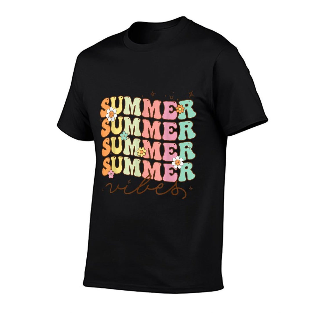 Retro Groovy Summer Vibes For Women Men Kids Summer Vacation  Classic T-Shirt