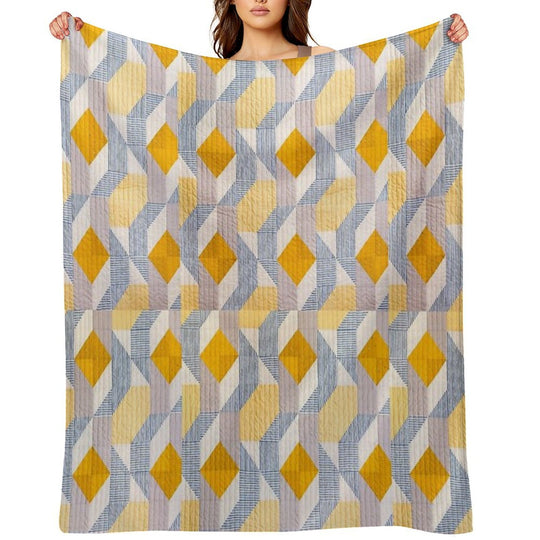 Quilted Geometric Patchwork Ethic Pattern Boho Wrinkle-free Throw Blanket