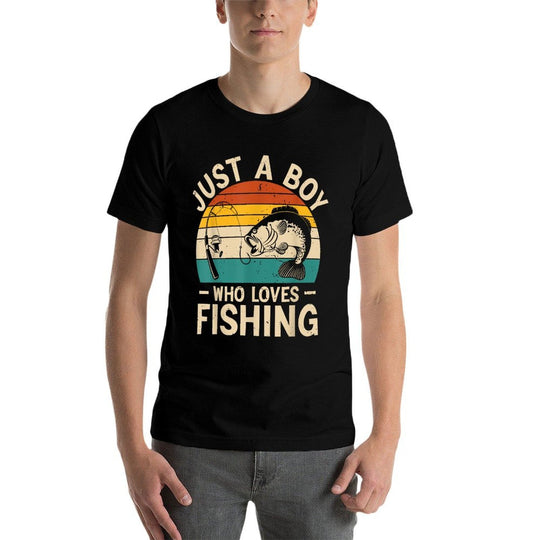 Funny Fishing For Kids Boys Fisherman Bass Fish  High-quality Stitching T-Shirt