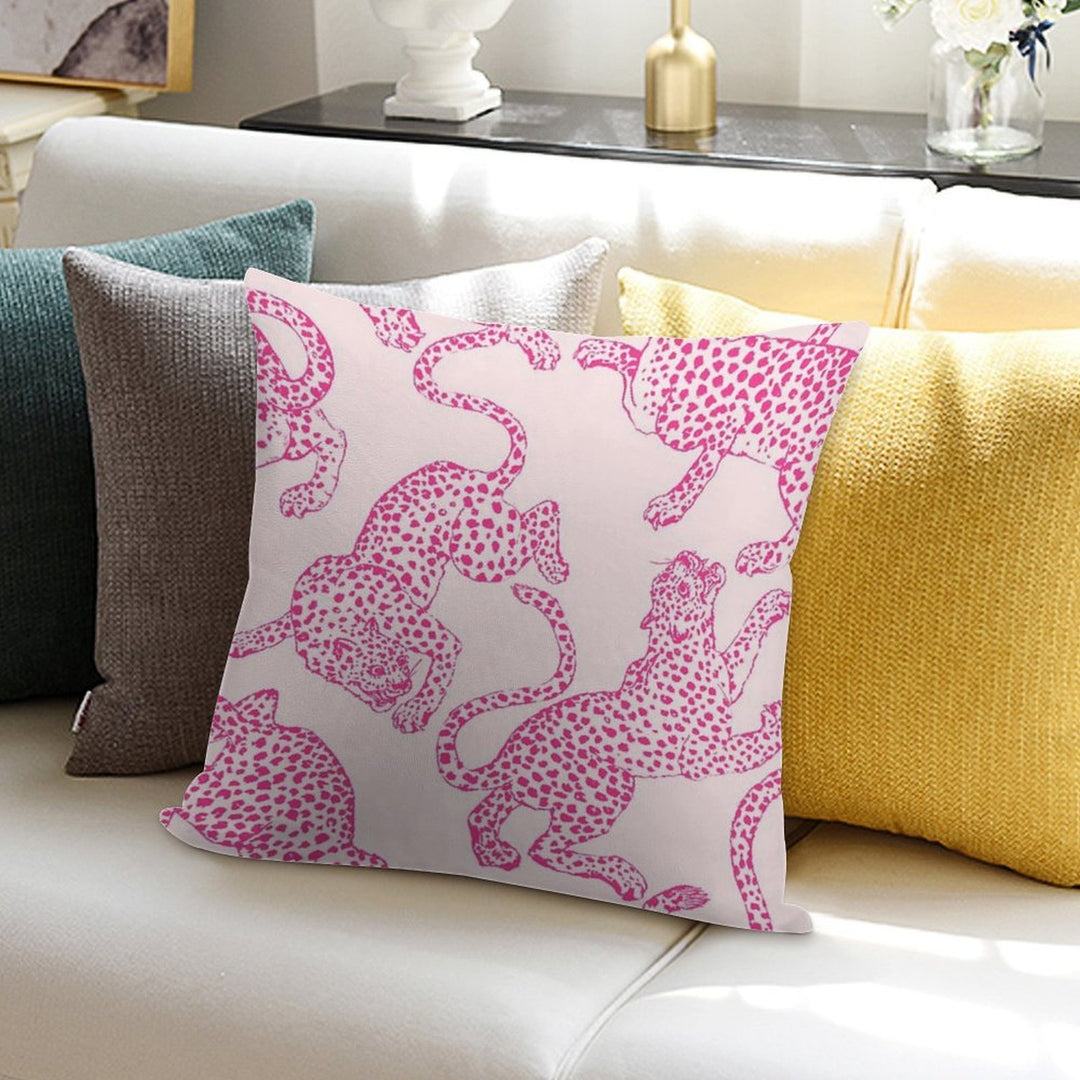 Preppy Pink Cheetah Pattern Soft Luxury Feel Throw Pillow
