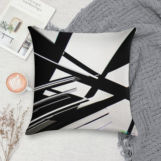 Abstract Geometric Black And White 77 Soft Washable Throw Pillow