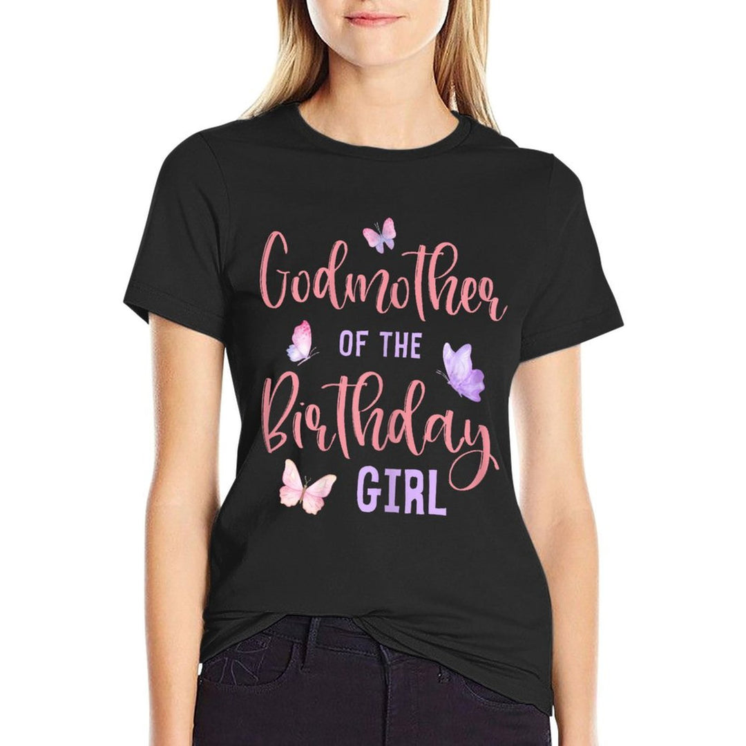 Godmother of Birthday Girl Butterfly Party Matching Family  Slim-fit Cut T-Shirt