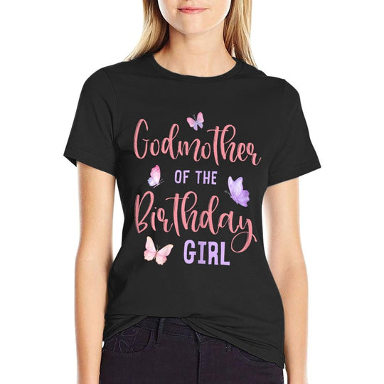 Godmother of Birthday Girl Butterfly Party Matching Family  Slim-fit Cut T-Shirt