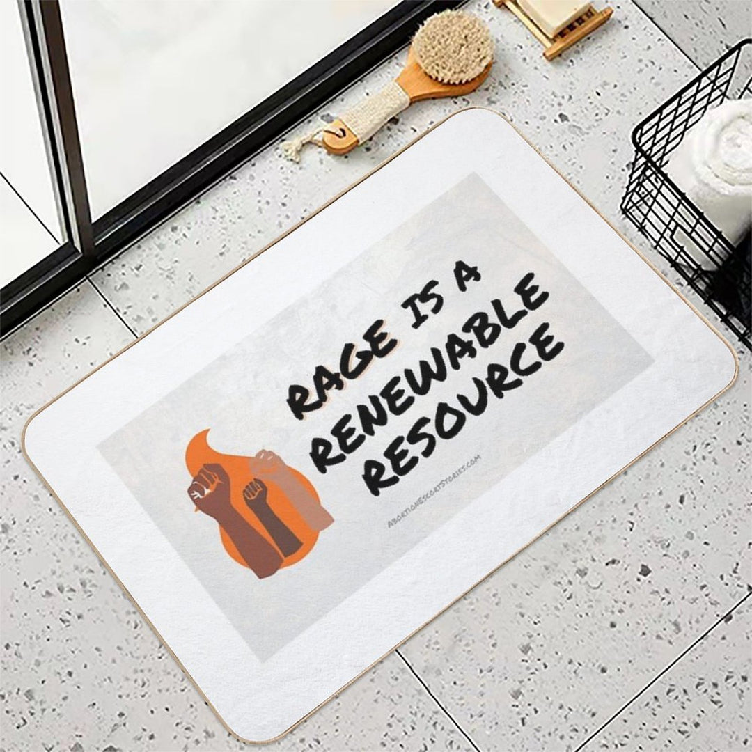 Rage Is A Renewable Resource – Flame And Fists Logo – Light Background Horizontal  Anti-Trip Bath Mat