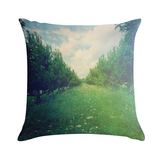 Apple Orchard in Spring Soft Easy Maintenance Throw Pillow