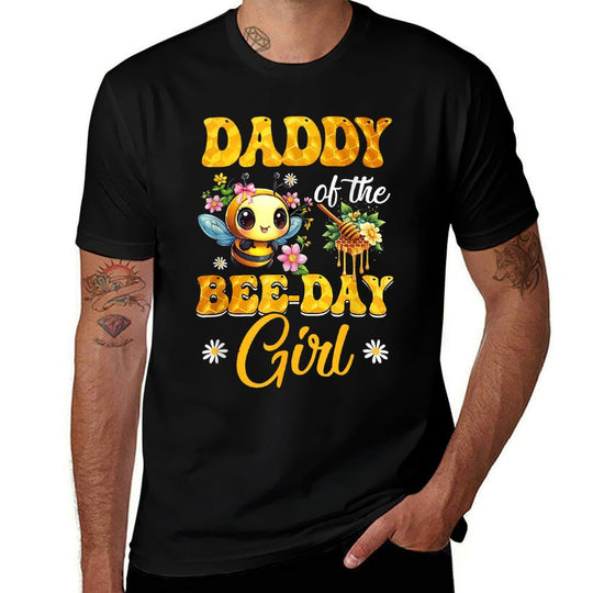 Daddy Of The Birthday Girl Bee Family Birthday Party  Rolled Sleeves T-Shirt