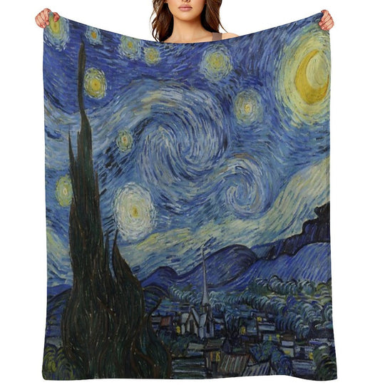 Starry Night (Vincent Van Gogh) Shrink-resistant Throw Blanket