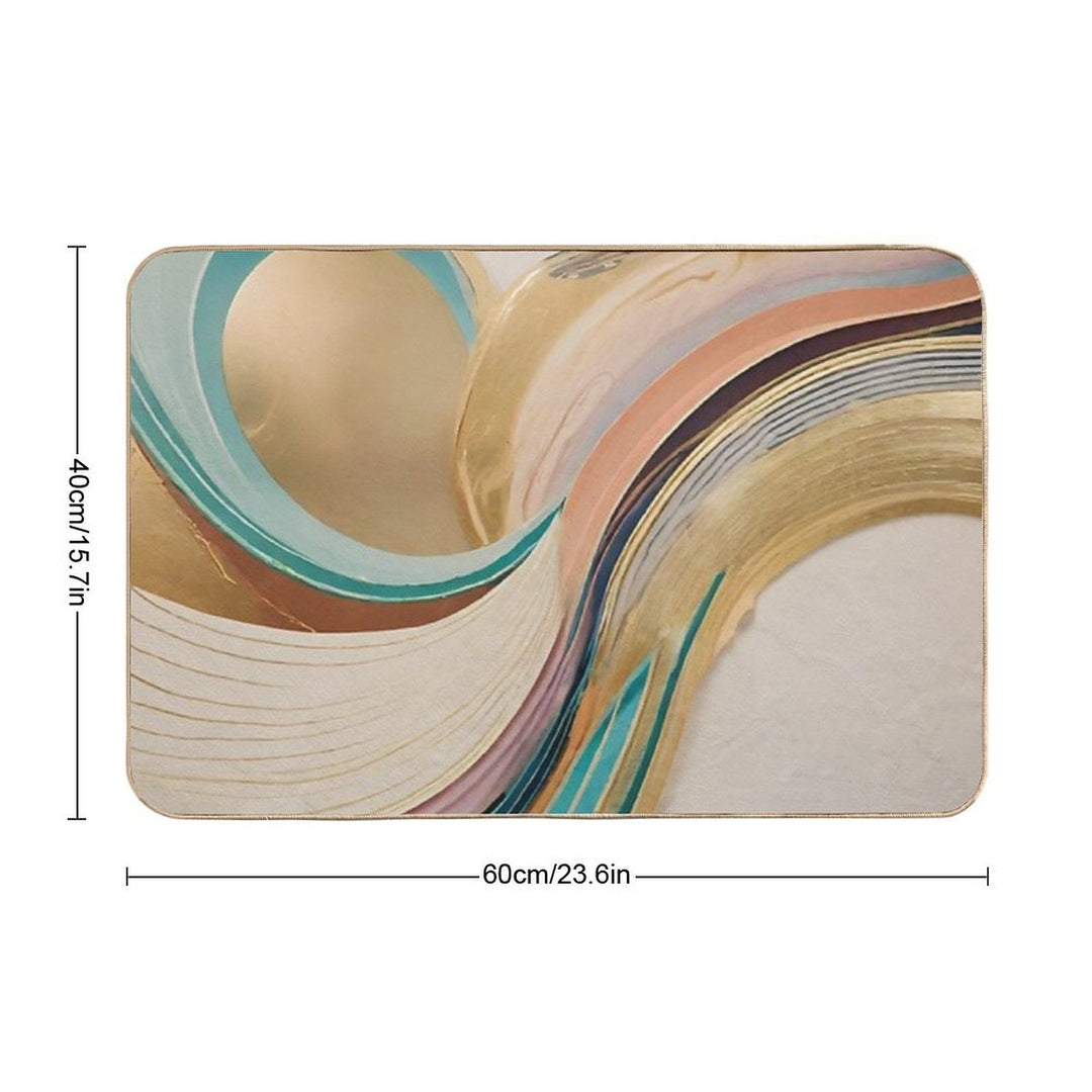 Abstract Curved Lines of Golden Colors  Anti-Trip Bath Mat