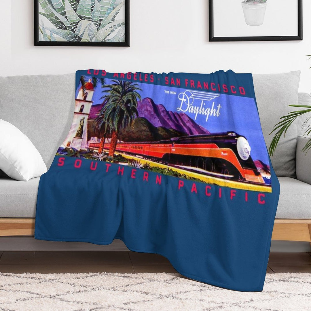 1930s Daylight Railroad Train Easy Care Throw Blanket