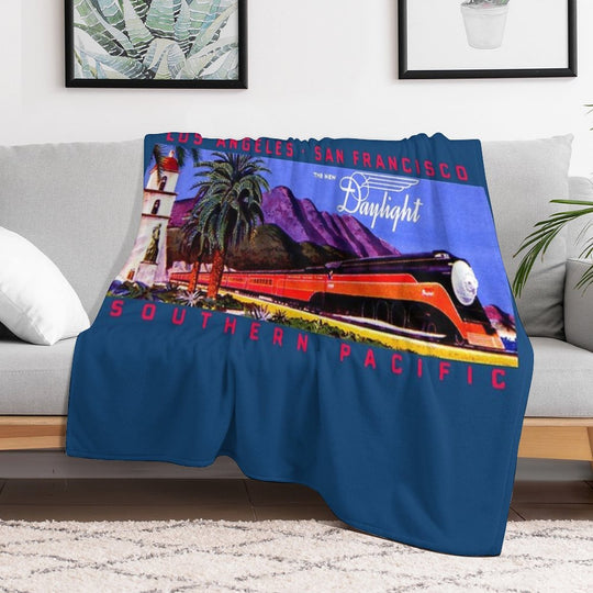 1930s Daylight Railroad Train Easy Care Throw Blanket