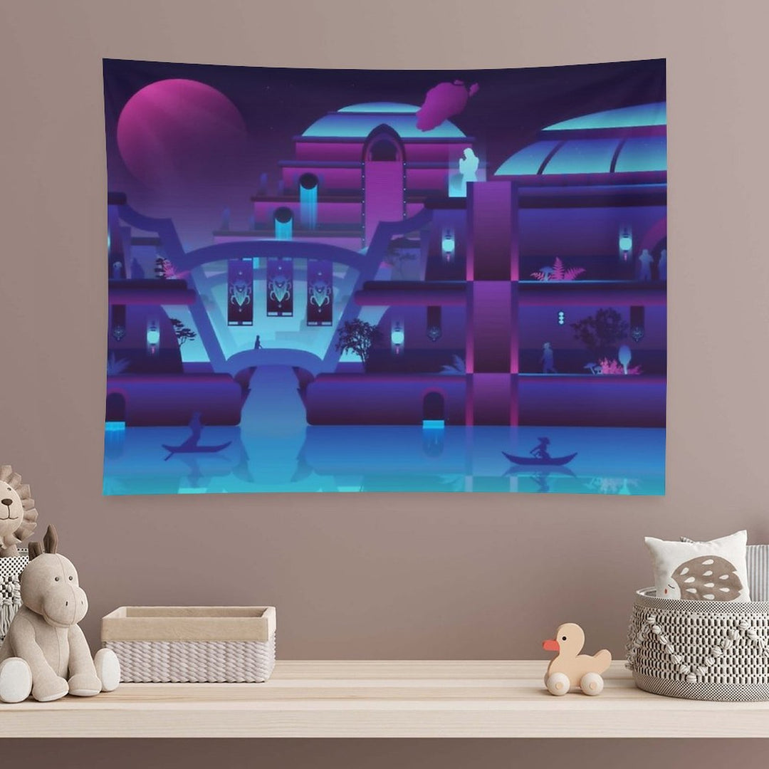 Synthwave Vivec City Tapestry