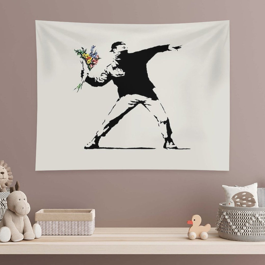 Banksy - Flower Thrower Tapestry