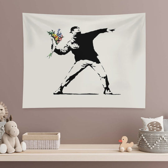Banksy - Flower Thrower Tapestry