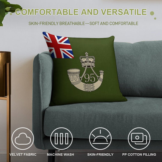 Napoleonic British Flag of The 95th Rifles Soft Easy Maintenance Throw Pillow