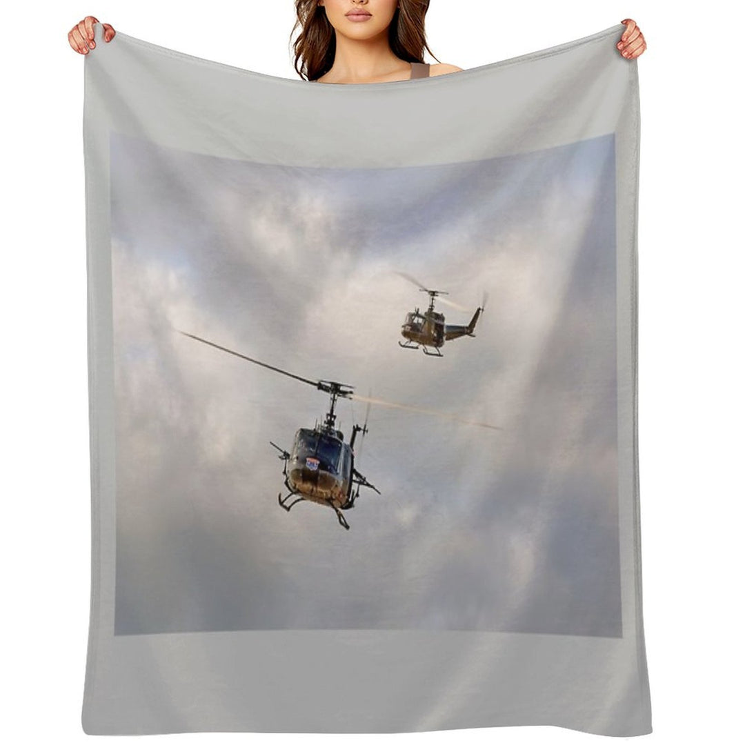 Bell UH-1 Iroquois Helicopters - (A Pair of Hueys) Gift-ready Throw Blanket