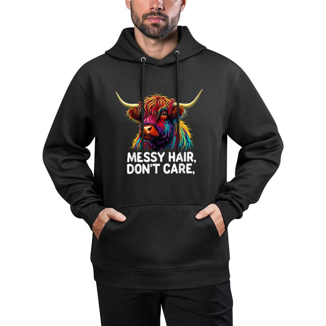 Highland Cow Messy Hair Colorful Breathable Fabric Hoodie