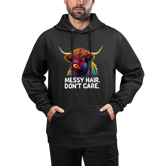 Highland Cow Messy Hair Colorful Breathable Fabric Hoodie