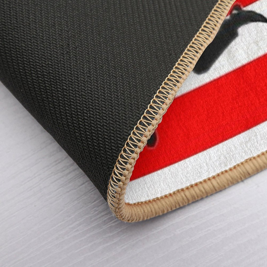 Stripey Beatles on Red  Easy To Clean Bath Mat