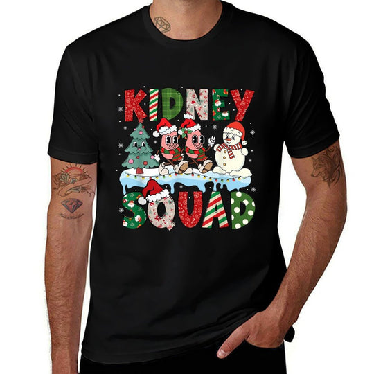 Kidney Squad Xmas Tree Snowman Dialysis Nurse Christmas  Stretchy T-Shirt