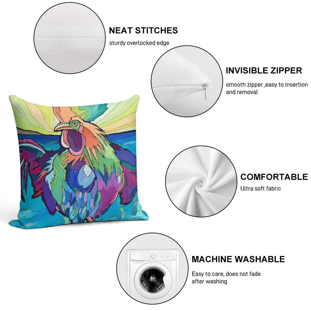 Beach Rooster Soft Warmth Comfort Throw Pillow