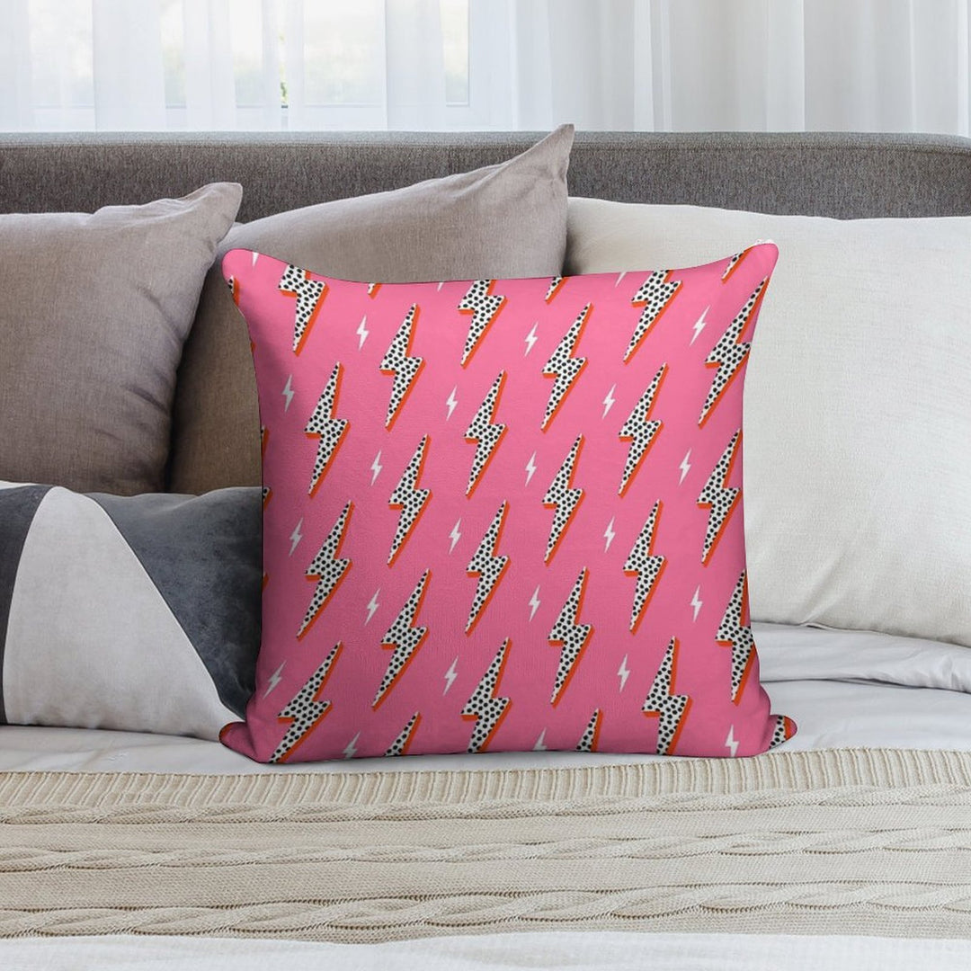 Lightning Bolt Thunder Flash Preppy Pink Soft High-Density Material Throw Pillow